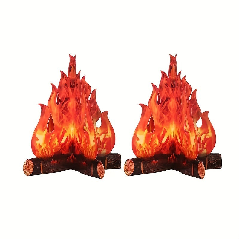 1pc, Decorative Decorations For Halloween And Christmas Parties 3D Three-dimensional Flame Halloween Flame Music Party Flame Decoration Camping Campfire Decoration Props