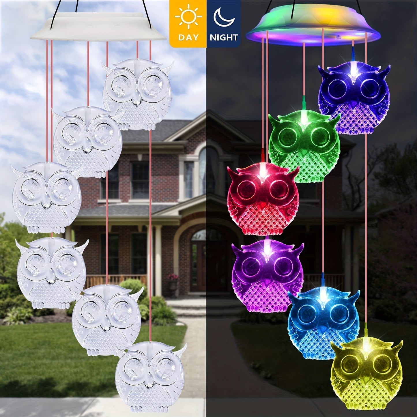 1 Pack, Wind Chimes,Owl Solar Wind Chimes For Outside, Waterproof LED Solar Powered Memorial Wind Chimes With Lights, Housewarming Gifts For Garden Outdoor Patio Yard Lawn Decor