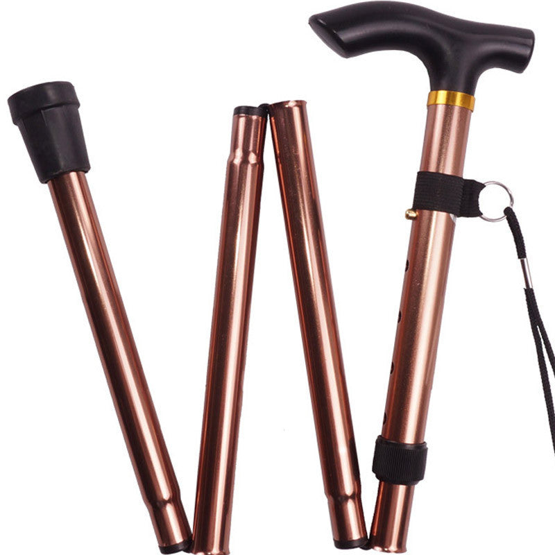 Foldable Lightweight Walking Stick; Trekking Pole With Rubber Tip; Adjustable Height