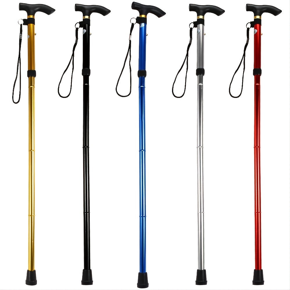 Foldable Lightweight Walking Stick; Trekking Pole With Rubber Tip; Adjustable Height