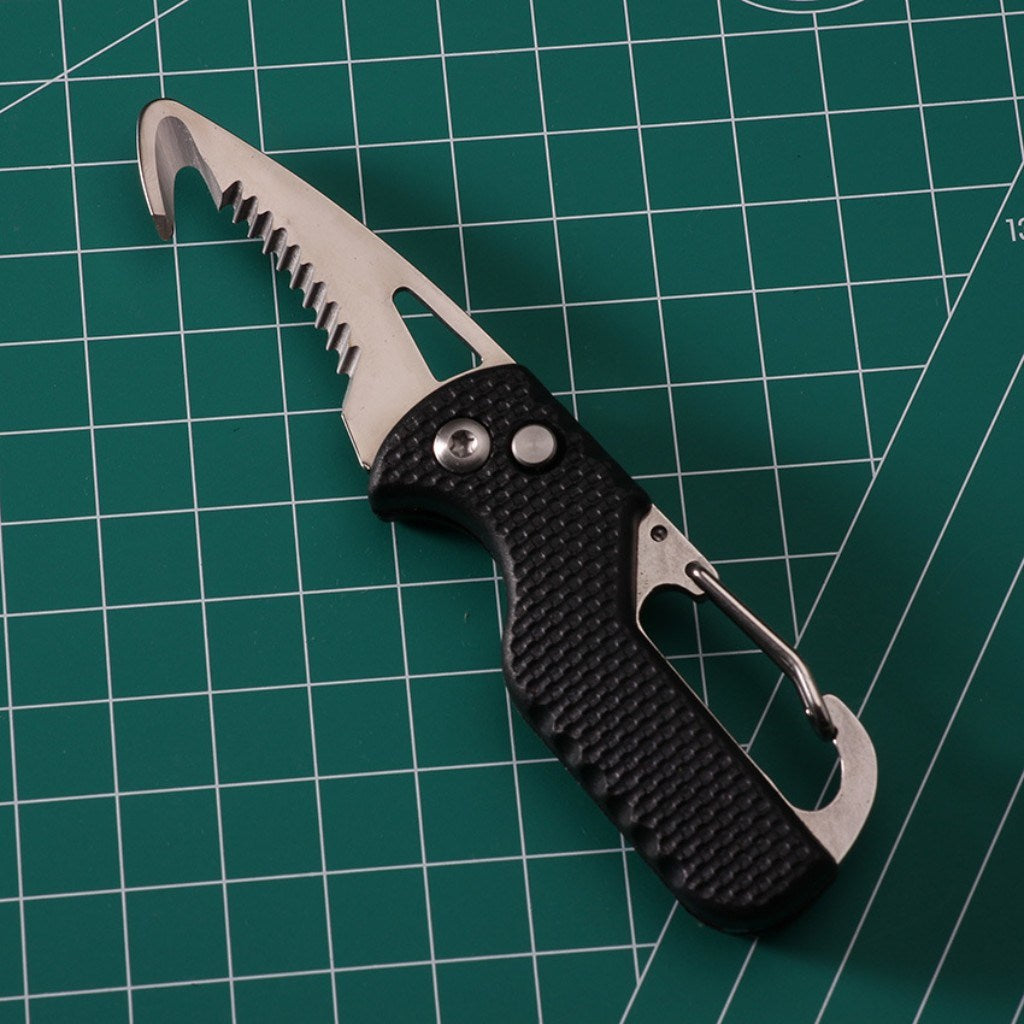 Multitool Keychain Knife; Small Pocket Box/Strap Cutter; Razor Sharp Serrated Blade And Paratrooper Hook; EDC Folding Knives