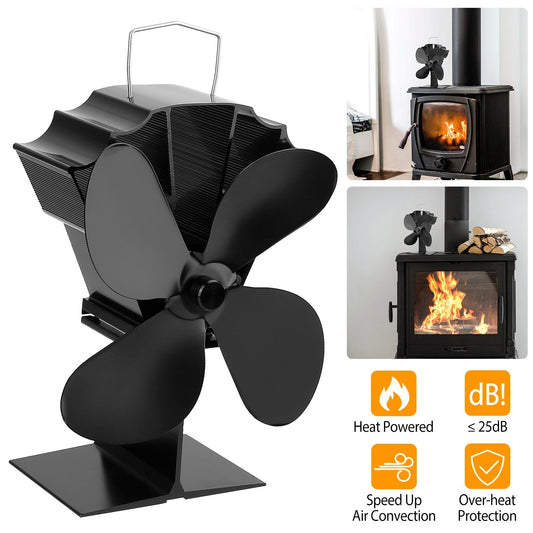 Heat Powered Stove Fan Aluminum Silent Eco Fan For Wood Log Burner Fireplace Warm Air Fan For Winter