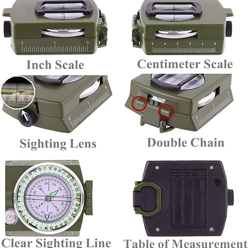 Military Lensatic Sighting Compass; Survival Tactical Backpacking Compact; Handheld Gear With Carry Bag; Waterproof Compass For Hiking Camping Hunting Outdoor For Boy Scout