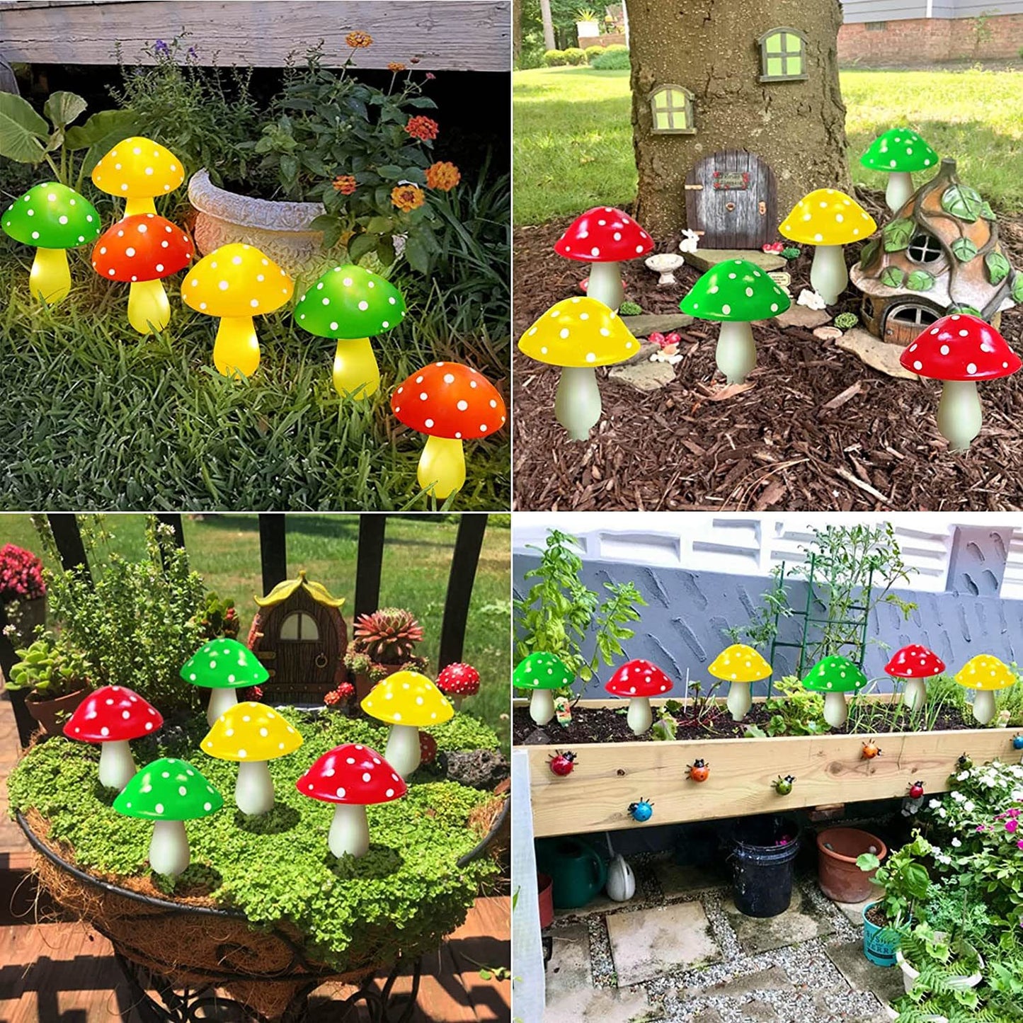 Solar Mushroom Light; Multi-Color Changing LED Outdoor Flowers Garden Courtyard Yard Patio Outside Christmas Holiday Decor