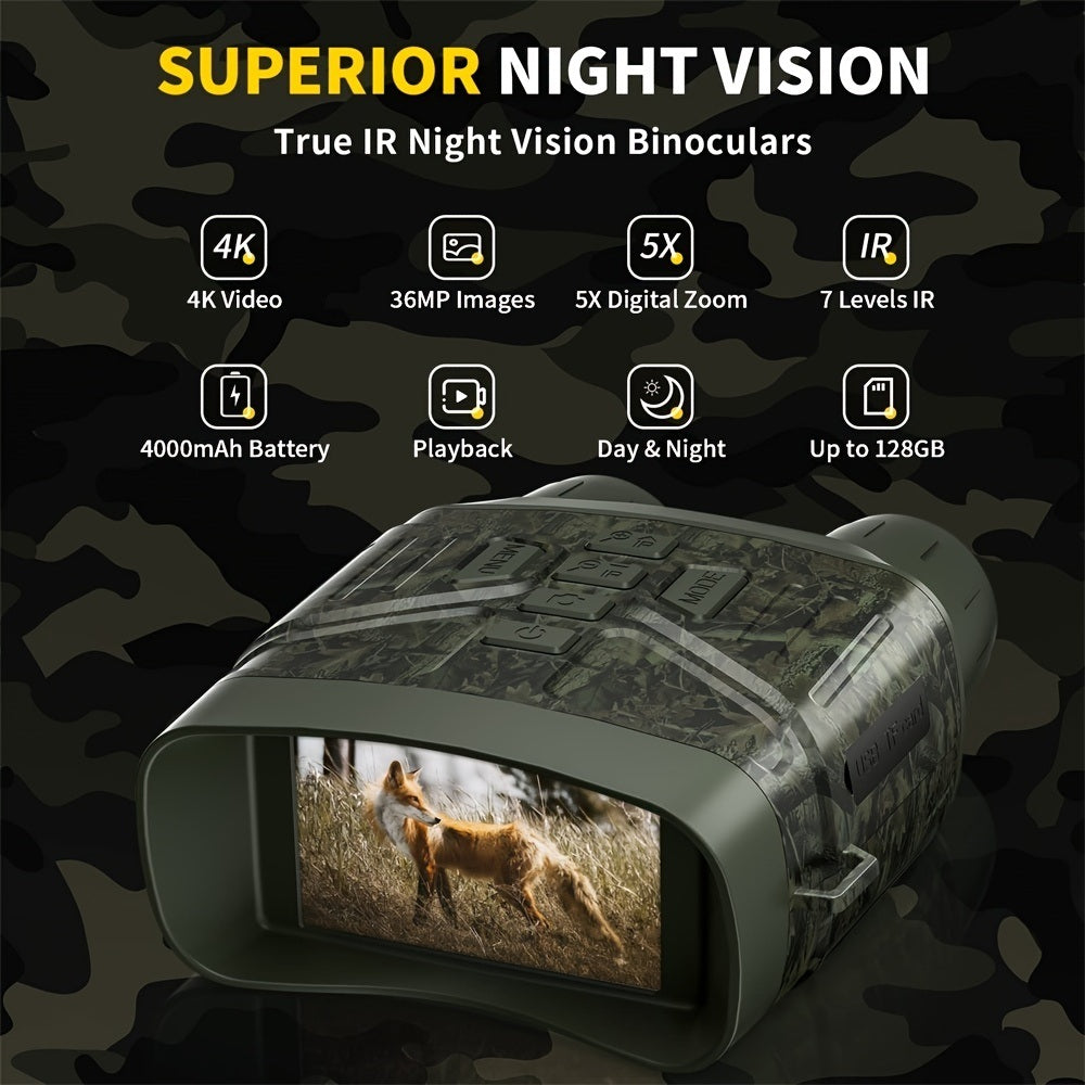 Night Vision Goggles - 4K Night Vision Binoculars For Adults; Camouflage 3'' Large Screen Binoculars Can Save Photo And Video With Rechargeable Lithium Battery