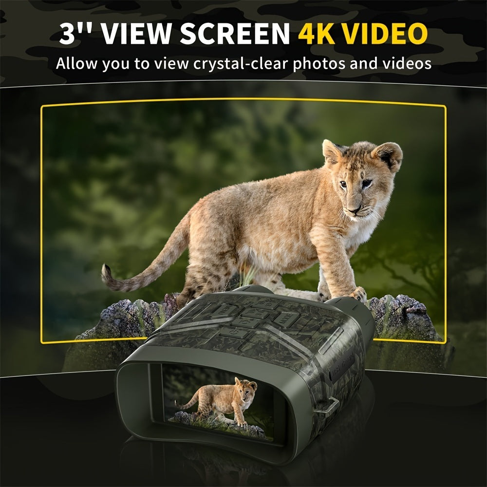 Night Vision Goggles - 4K Night Vision Binoculars For Adults; Camouflage 3'' Large Screen Binoculars Can Save Photo And Video With Rechargeable Lithium Battery